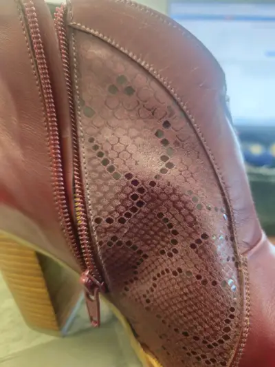 Botines de cuero burdeos con tacón alto Hebles - miniatura 5