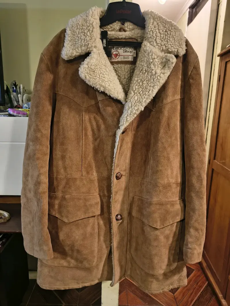 Abrigo de cuero con forro de lana para hombre - 1