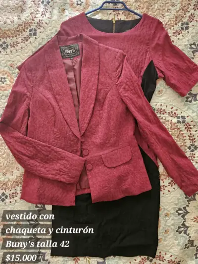 Vestido con chaqueta y cinturón Buny's talla 42 - miniatura 1