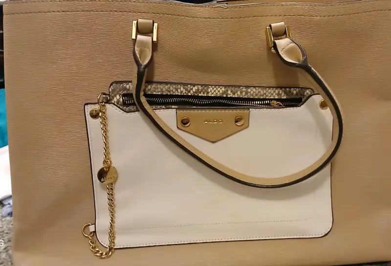 Bolso tote beige con detalle blanco Aldo - 5
