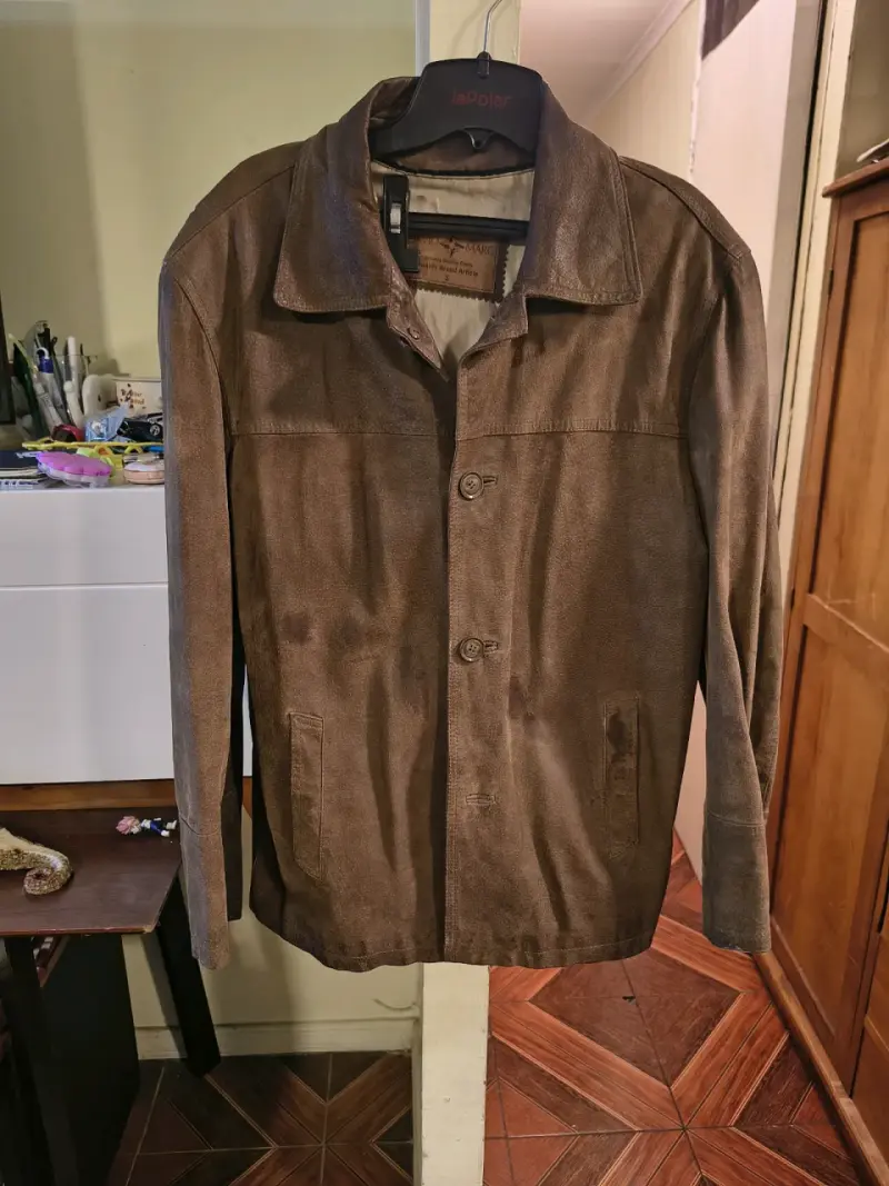 Chaqueta de cuero marrón para hombre - 2