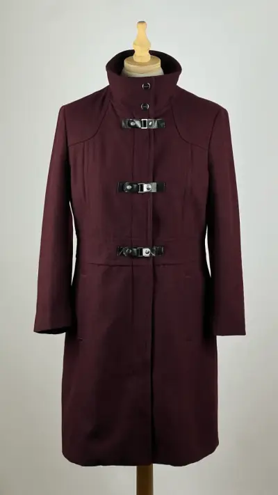 Abrigo burdeo Kenneth Cole - 64% Lana - Talla S - miniatura 1