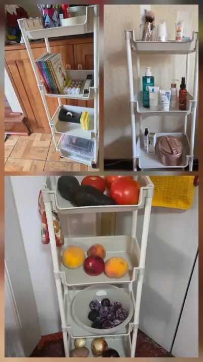 Carro organizador de plástico blanco con ruedas - miniatura 1