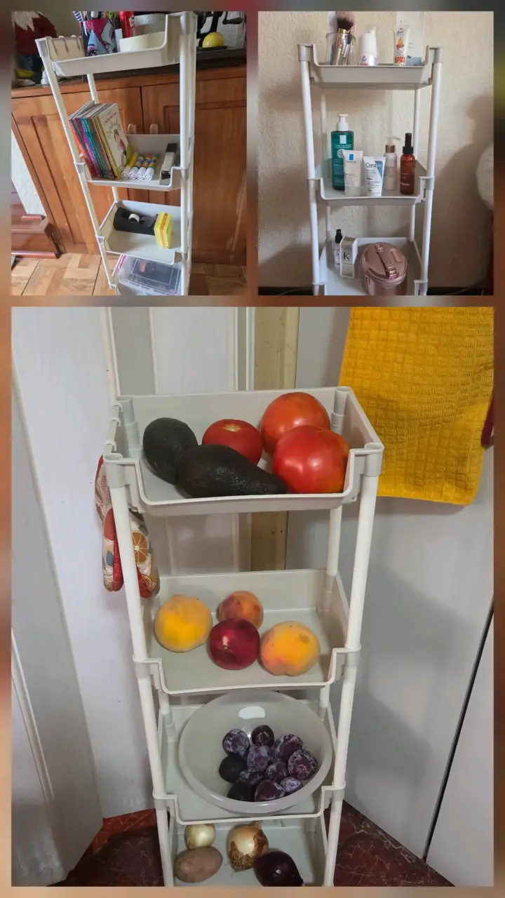Carro organizador de plástico blanco con ruedas - 2