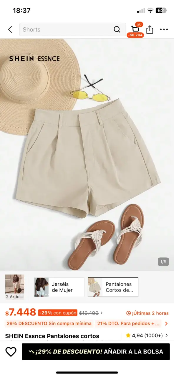 Shorts de Mujer Shein beige TALLA L - 4