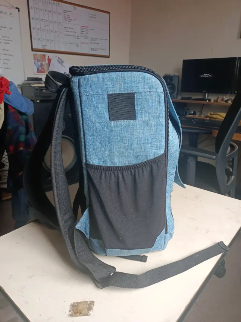 Mochila para cámara fotográfica azul con compartimentos ajustables - 3