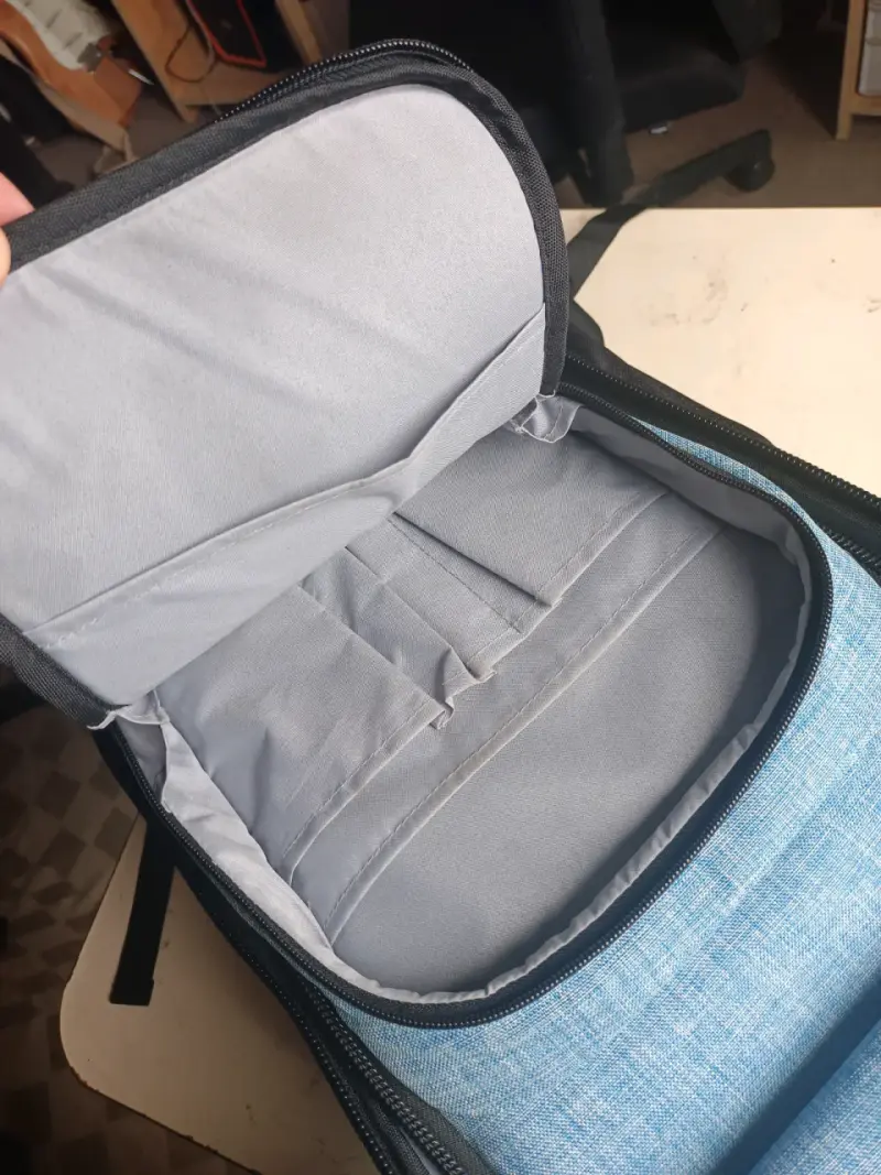 Mochila para cámara fotográfica azul con compartimentos ajustables - 5