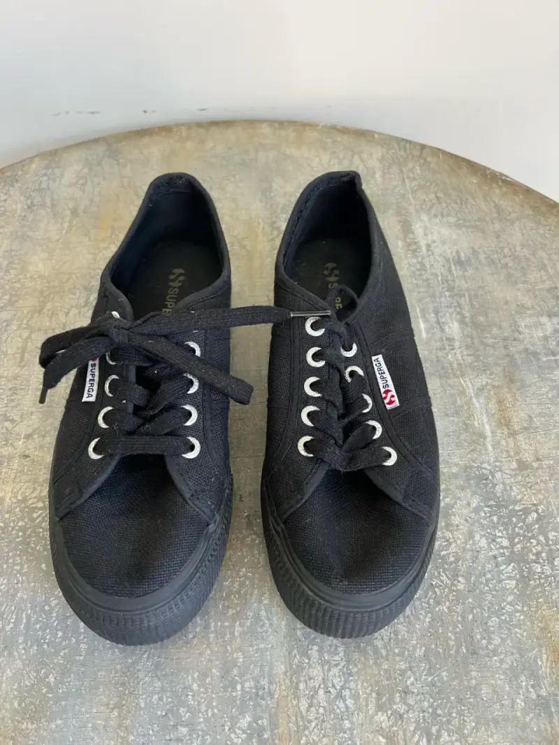 Zapatillas negras Superga de lona con plataforma - 2