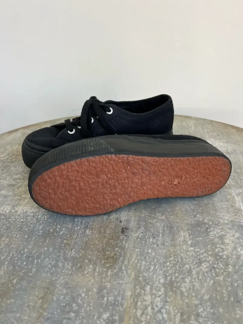 Zapatillas negras Superga de lona con plataforma - 3