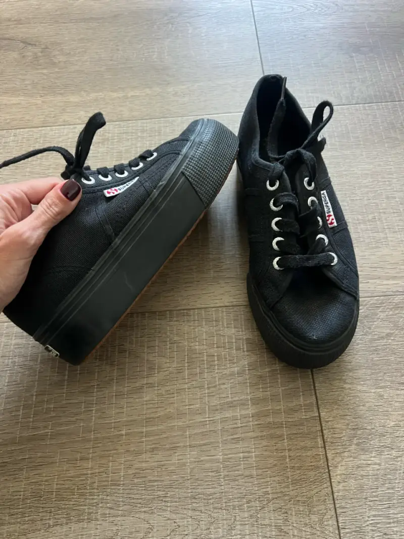 Zapatillas negras Superga de lona con plataforma - 4