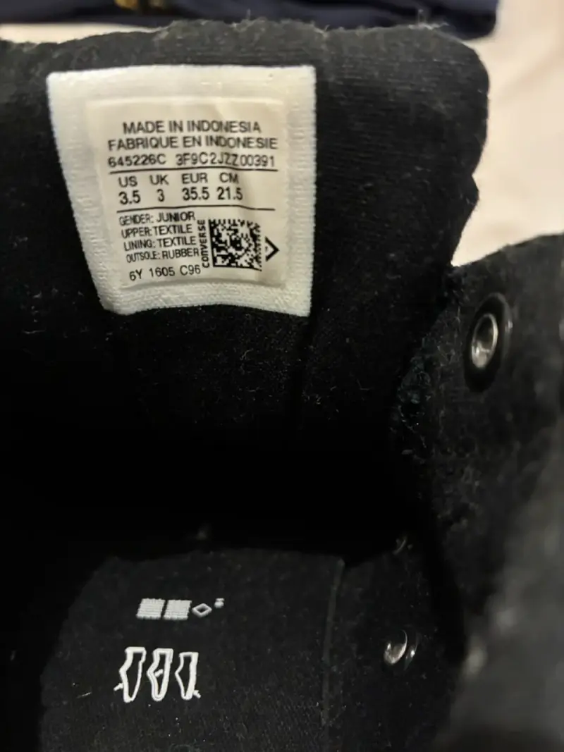 Zapatillas 35.5 Converse All Star negras para niño - 2