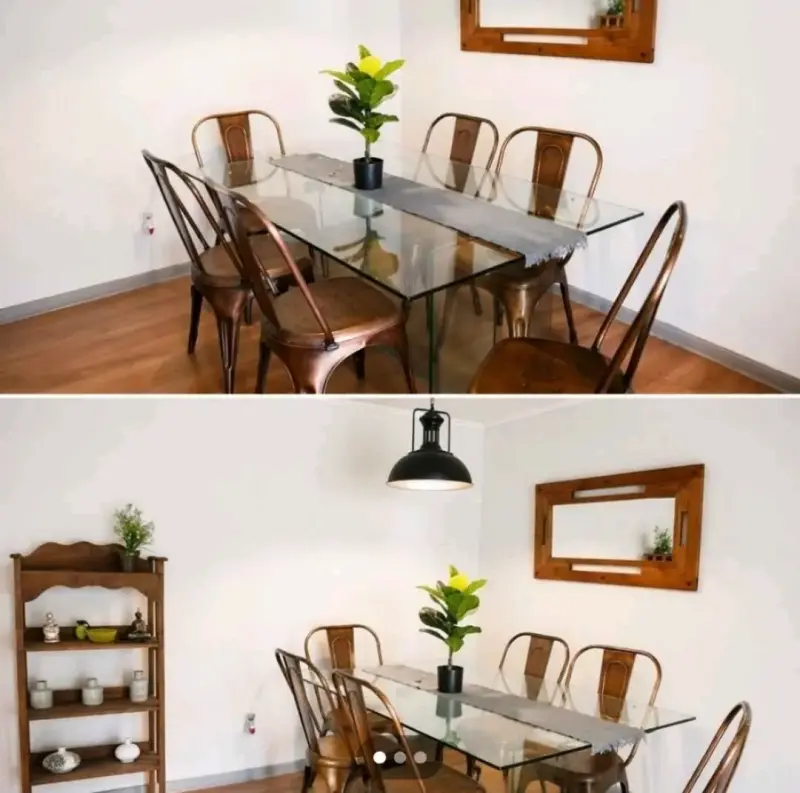 Juego de Comedor de Vidrio con Sillas Tolix - 3