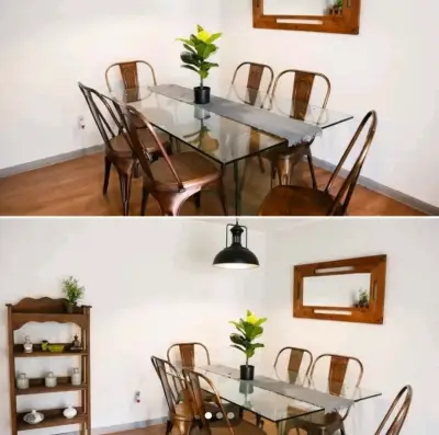 Juego de Comedor de Vidrio con Sillas Tolix - miniatura 3
