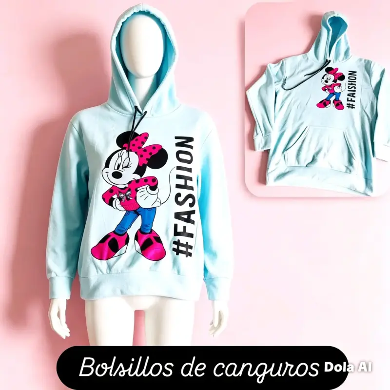 Polerón con capucha Minnie Mouse azul claro - 1
