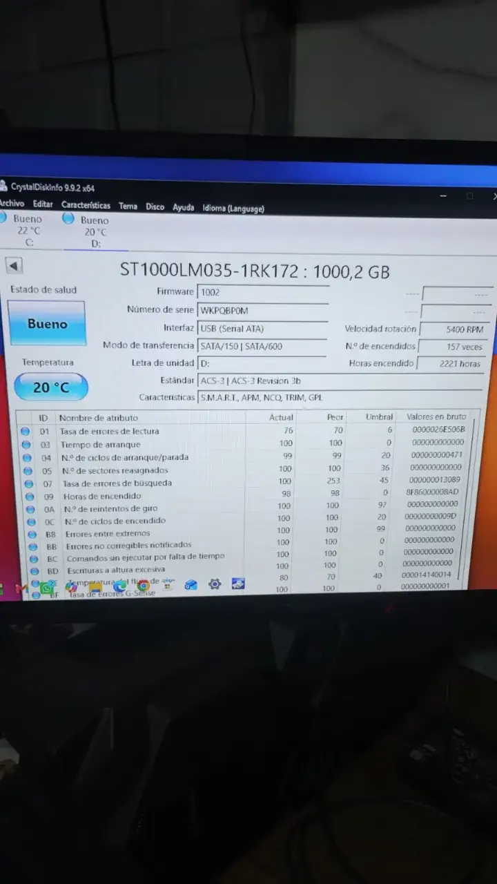 Disco Duro Seagate Laptop 2,5 1TB COMO NUEVO - 1