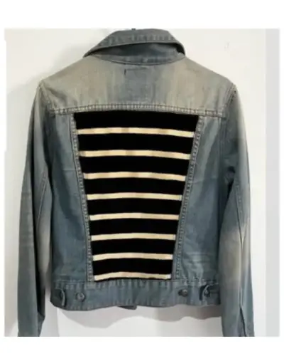 Chaqueta de mezclilla con diseño a rayas - miniatura 1