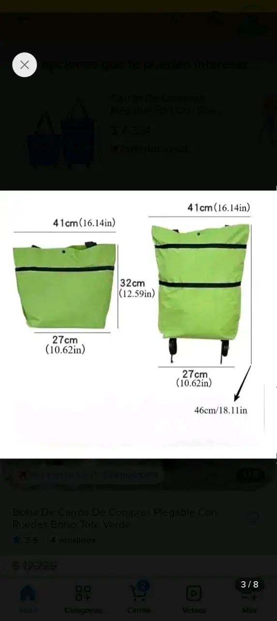 Bolsa de carrito de compras plegable verde - 2