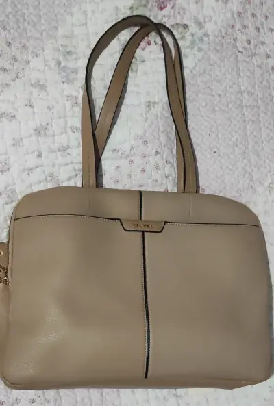 Bolso de cuero beige Secret con asas largas - miniatura 1