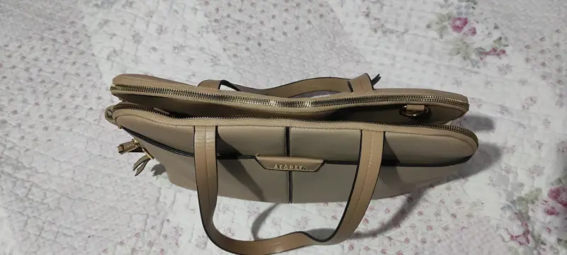 Bolso de cuero beige Secret con asas largas - 3