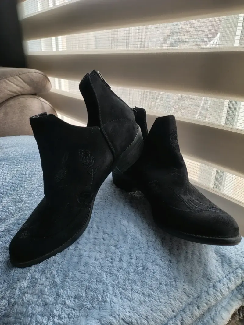 Botines de gamuza negros para mujer - 1