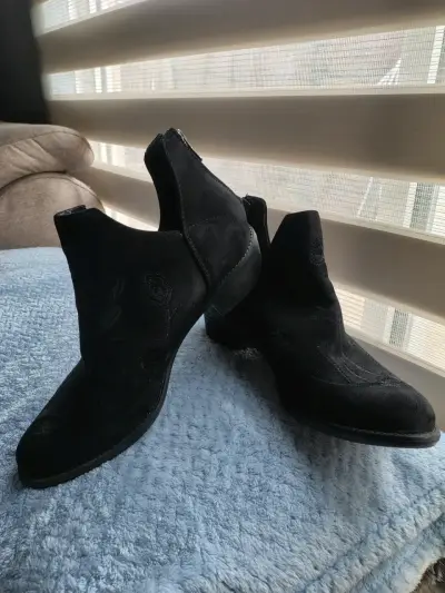 Botines de gamuza negros para mujer - miniatura 1