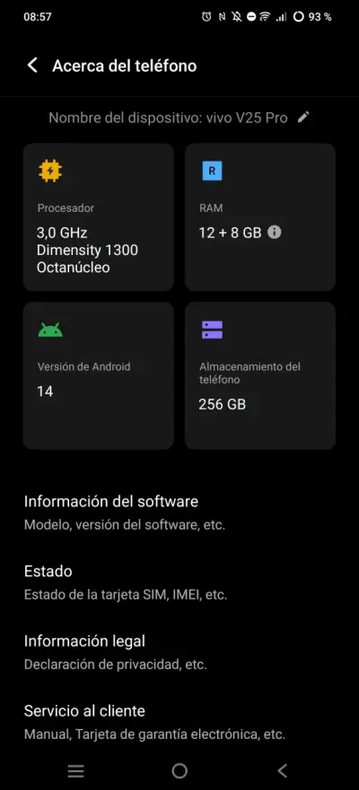 Smartphone Vivo V25 Pro 256GB Negro - miniatura 2