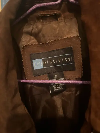 Chaqueta de cuero marrón Relativity unisex - miniatura 3