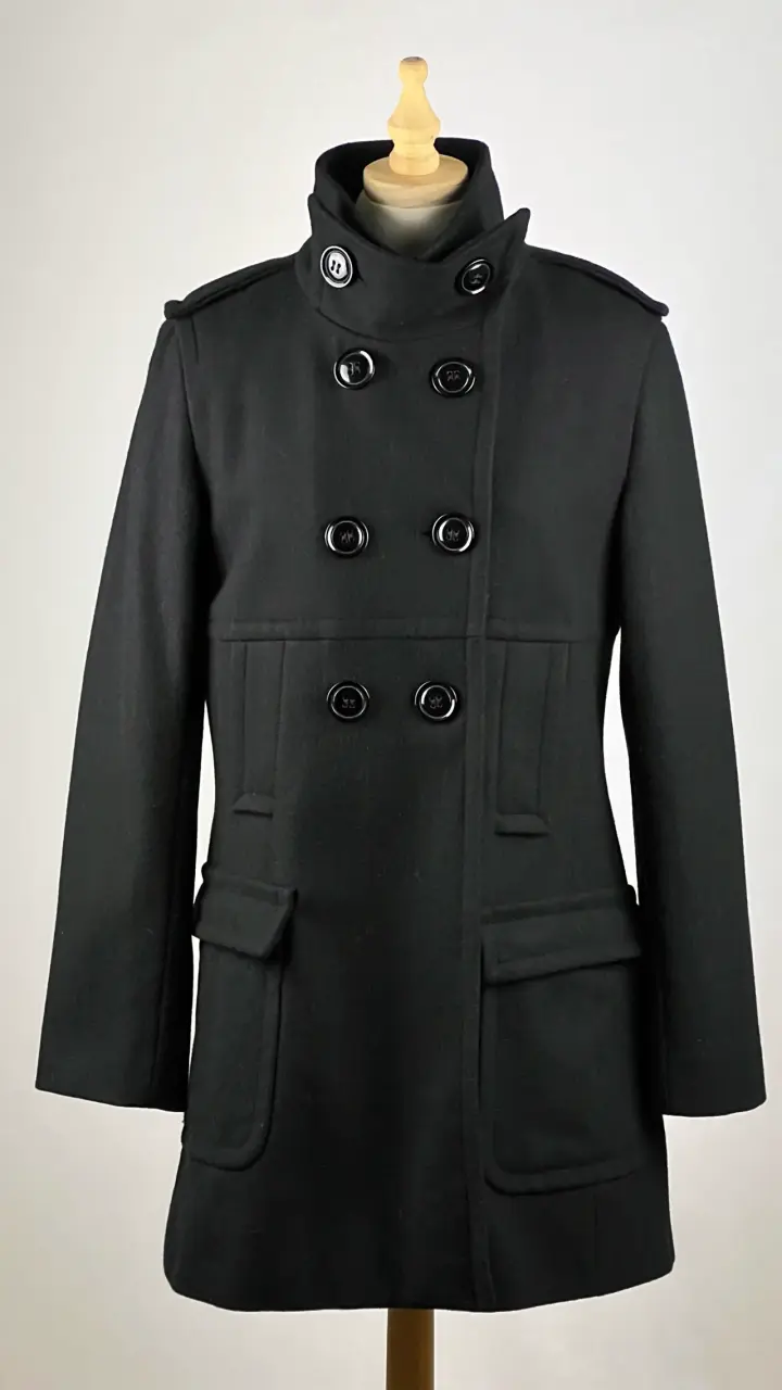 Abrigo negro Via - 80% Lana - Talla M