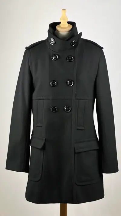 Abrigo negro Via - 80% Lana - Talla M - miniatura 1