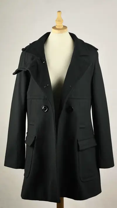 Abrigo negro Via - 80% Lana - Talla M - miniatura 2