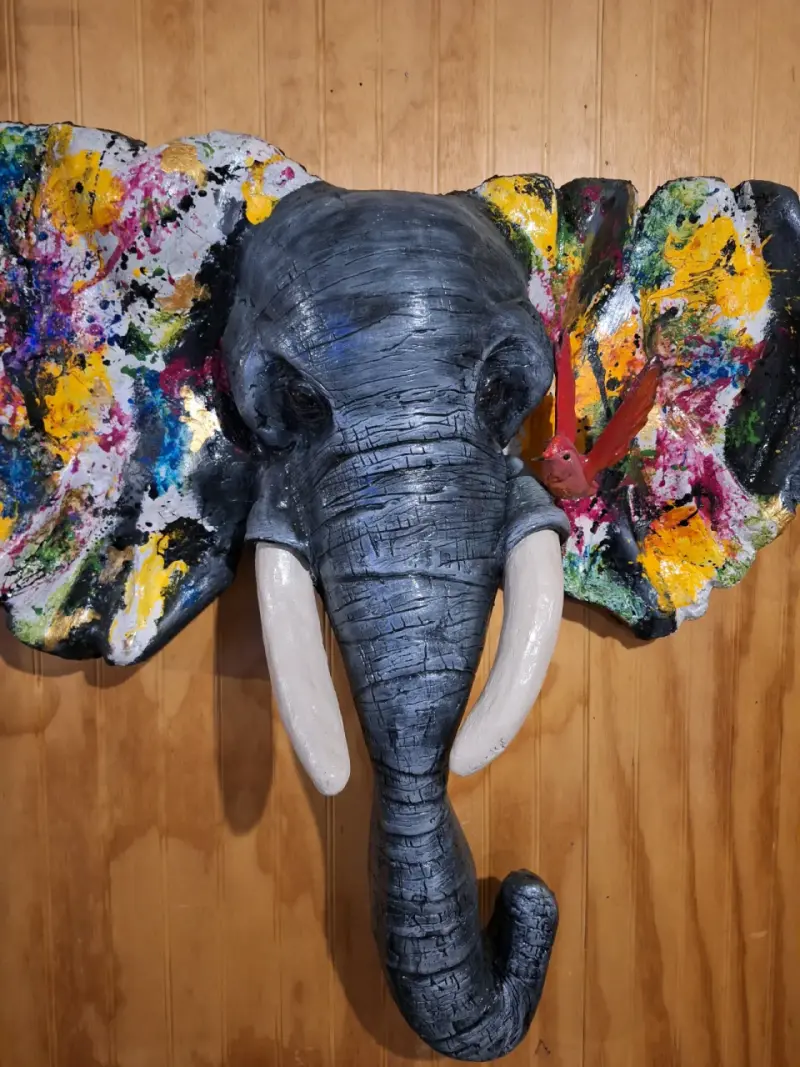Escultura de Elefante de Pared Colorida - 4