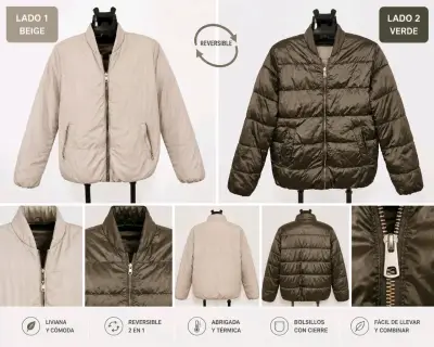 Chaqueta reversible gris con cierre - miniatura 2