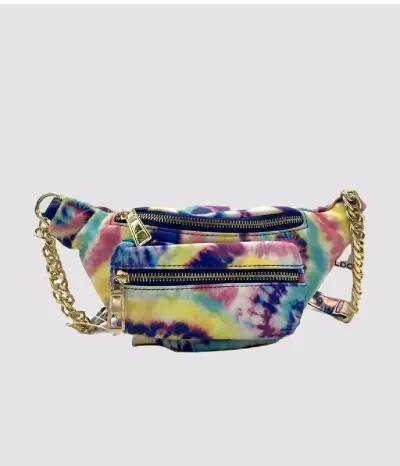 Riñonera tie-dye con cadena dorada - miniatura 1
