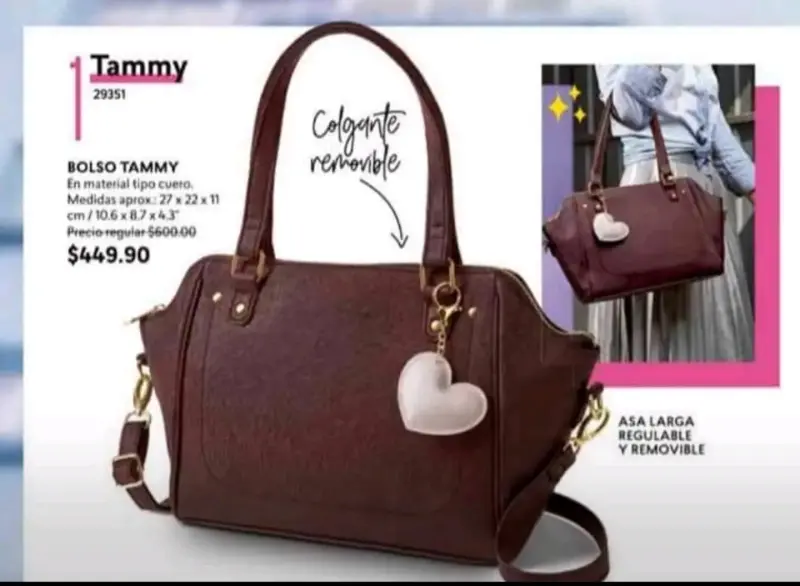 Bolso Tammy marrón con colgante removible