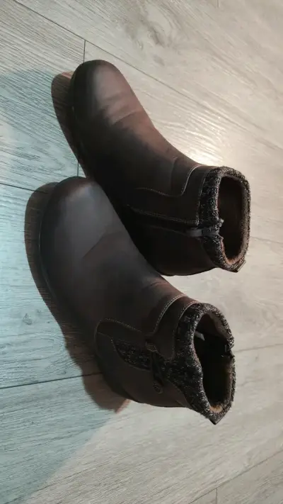 Botines de cuero marrón con forro interior cálido - miniatura 2