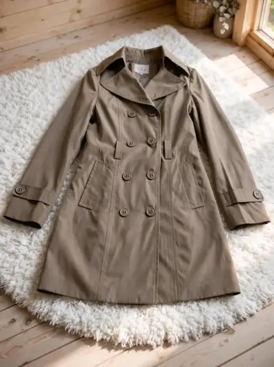 Abrigo trench coat beige para mujer M - miniatura 1