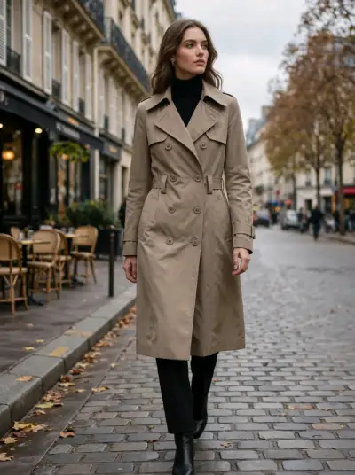 Abrigo trench coat beige para mujer M - miniatura 3