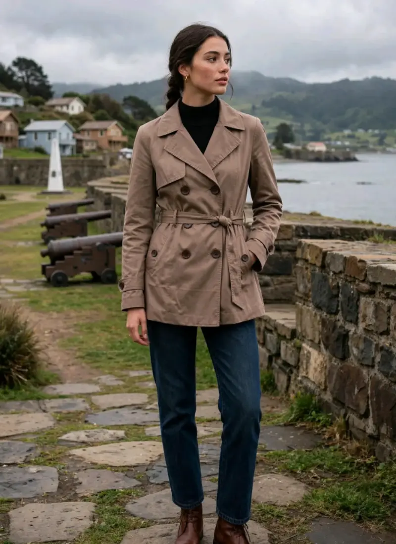 Abrigo trench coat beige para mujer M - 3