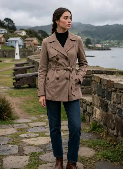 Abrigo trench coat beige para mujer M - miniatura 3