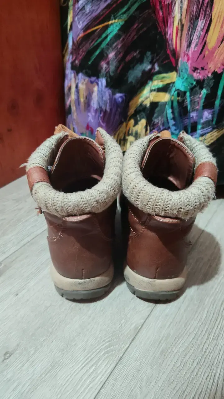 Botines de cuero marrón con forro de lana - 4
