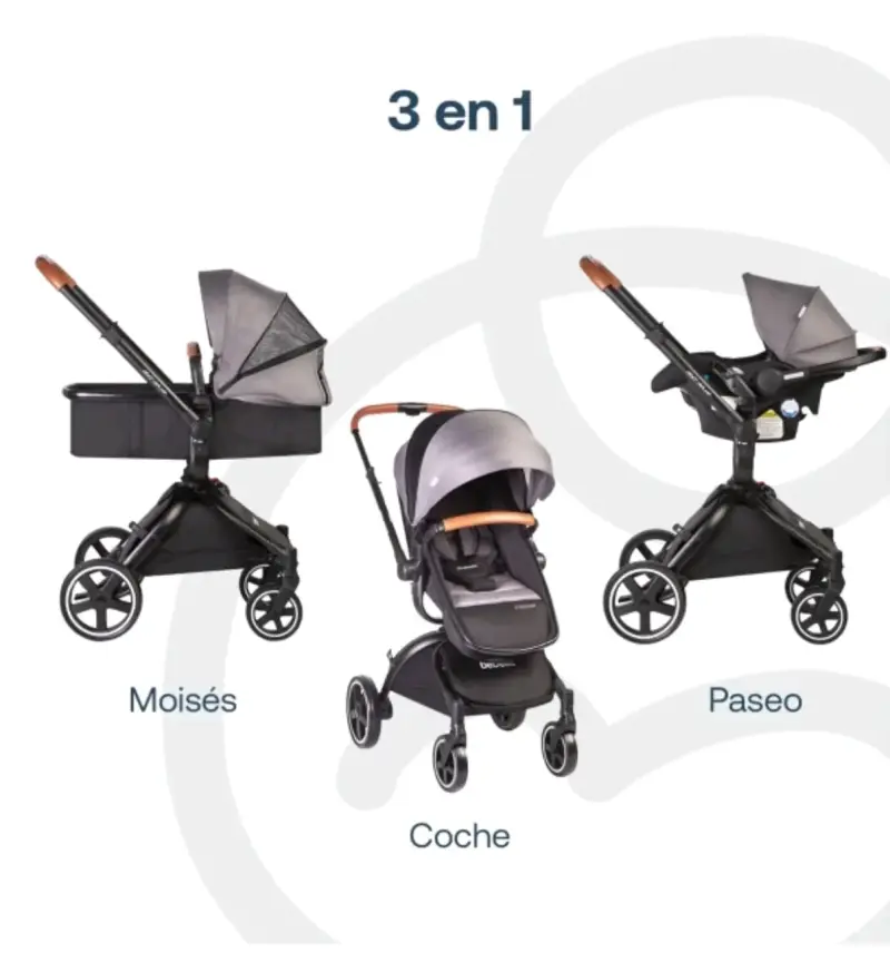 Coche de Bebé 3 en 1 Bebesit con Moisés y Silla de Auto - 2