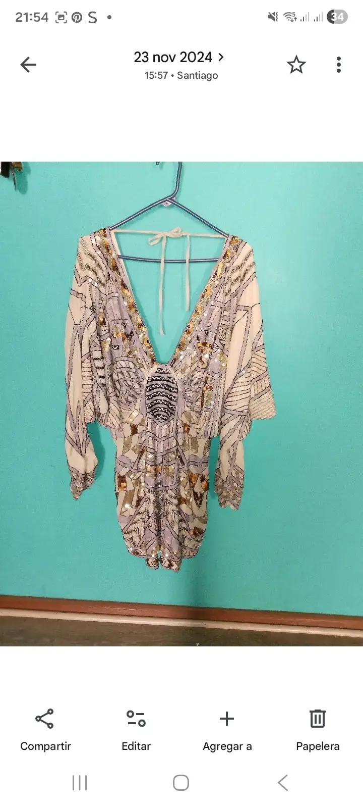 Vestido estampado con lentejuelas para mujer - 1