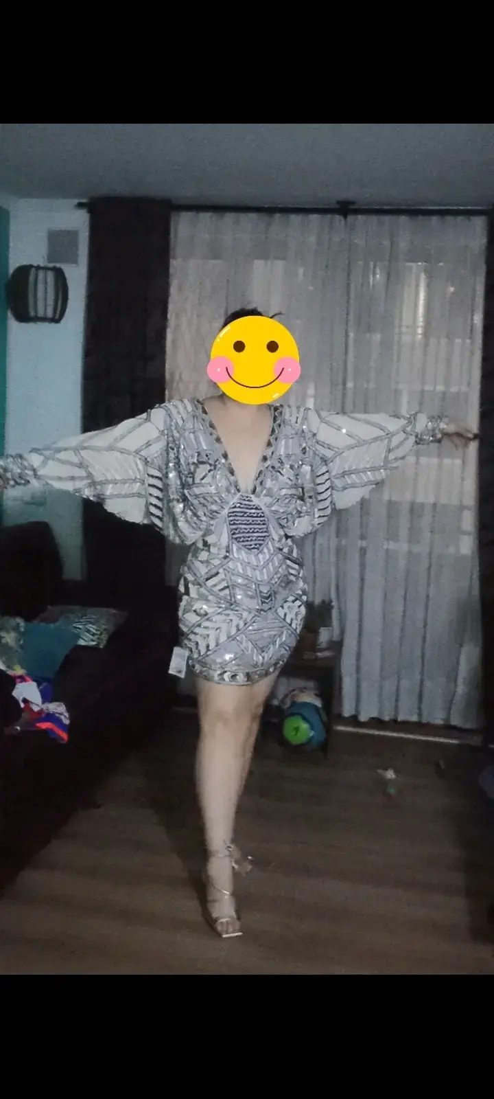 Vestido estampado con lentejuelas para mujer - 2