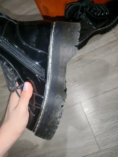 Botines de charol negro con plataforma - miniatura 3