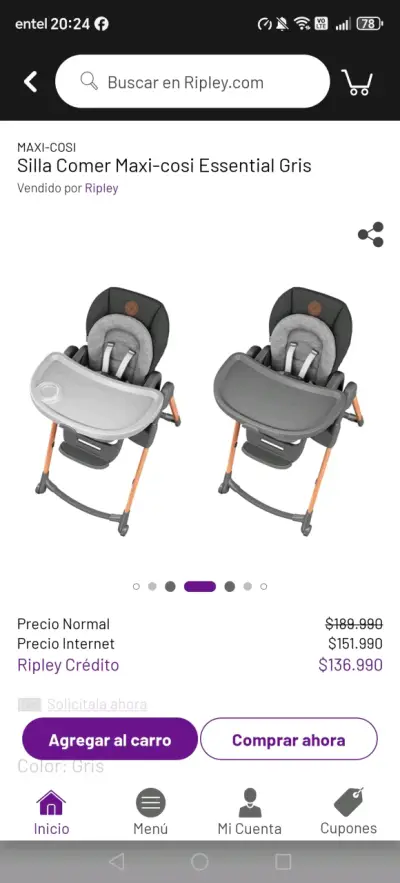 Silla de Comer Maxi-Cosi Essential Gris - miniatura 3