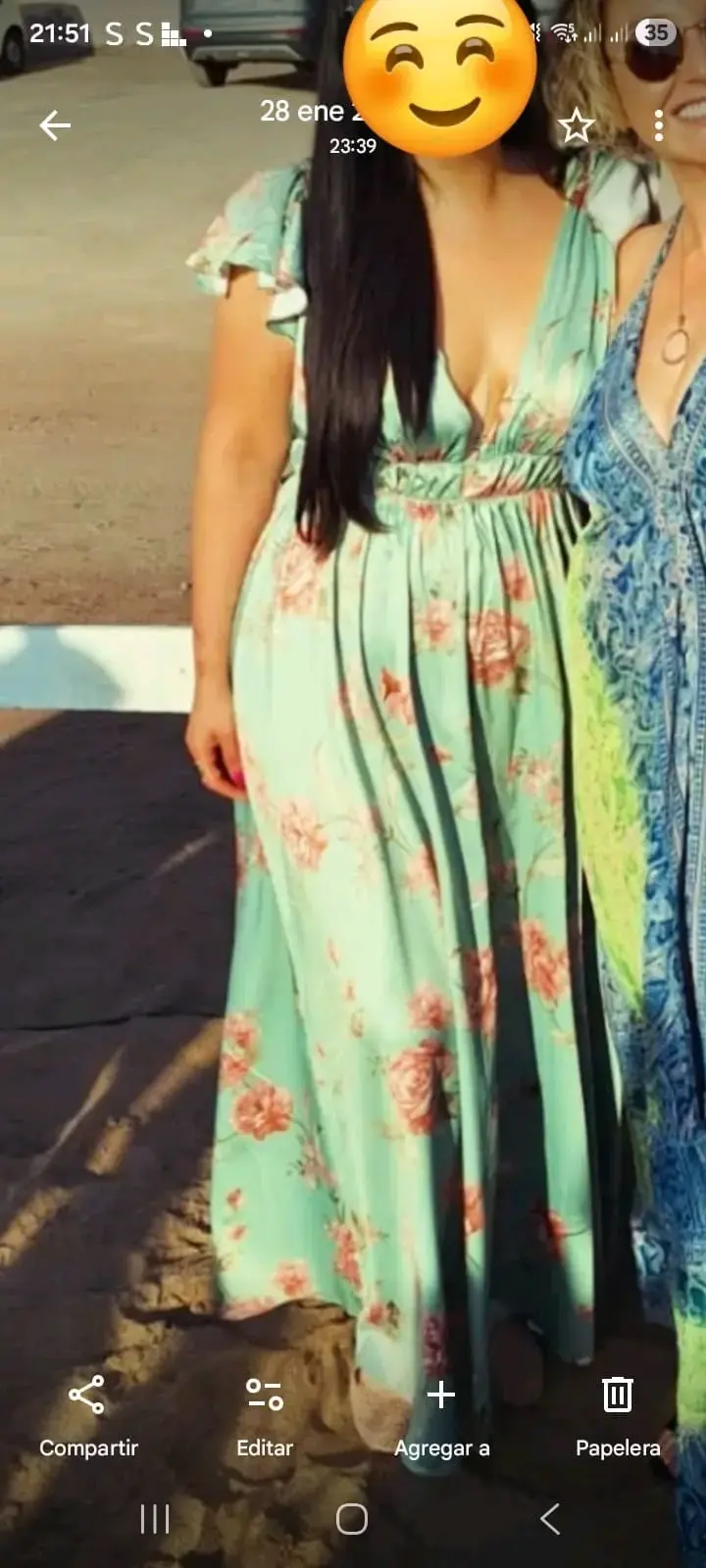 Vestido largo floral verde agua - 2