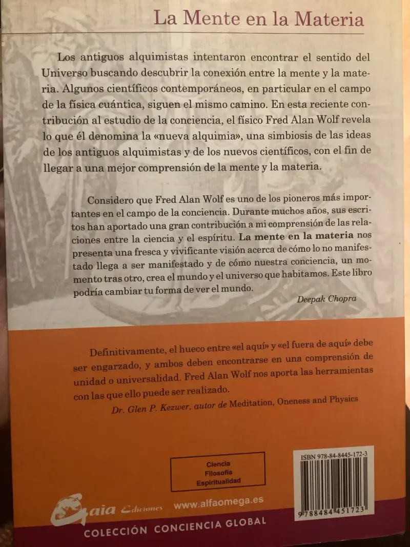 Libro 'La Mente en la Materia' de Fred Alan Wolf - 2