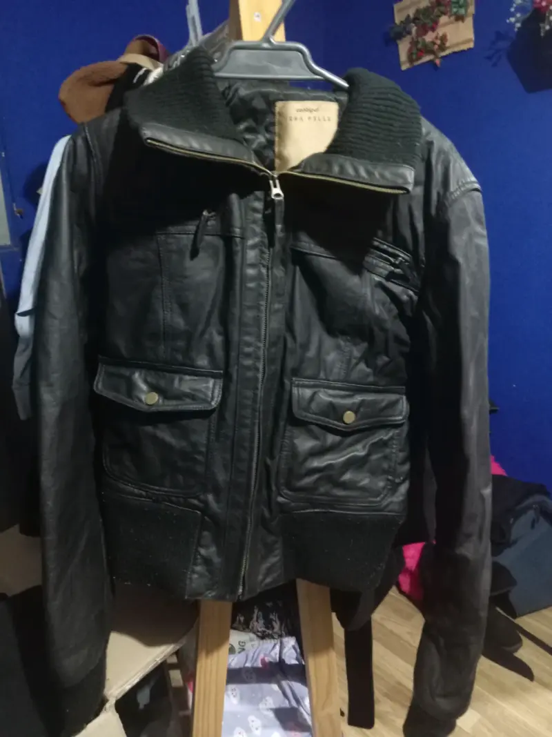 Chaqueta de cuero negra para hombre - 1
