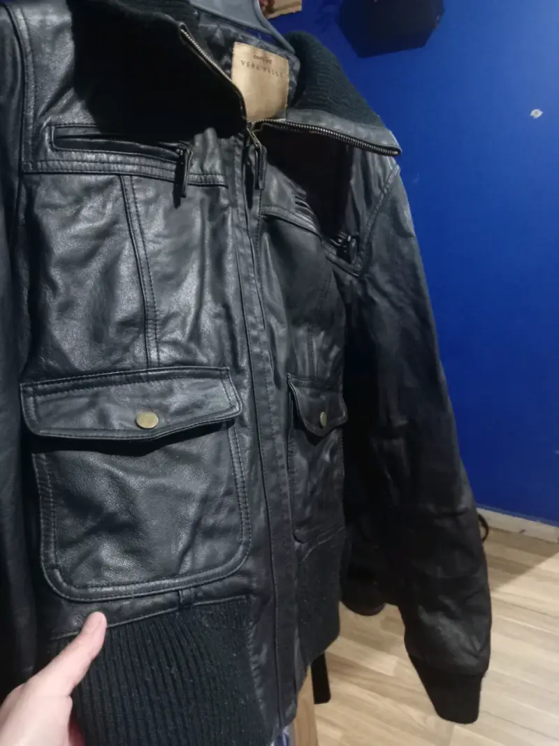 Chaqueta de cuero negra para hombre - 2