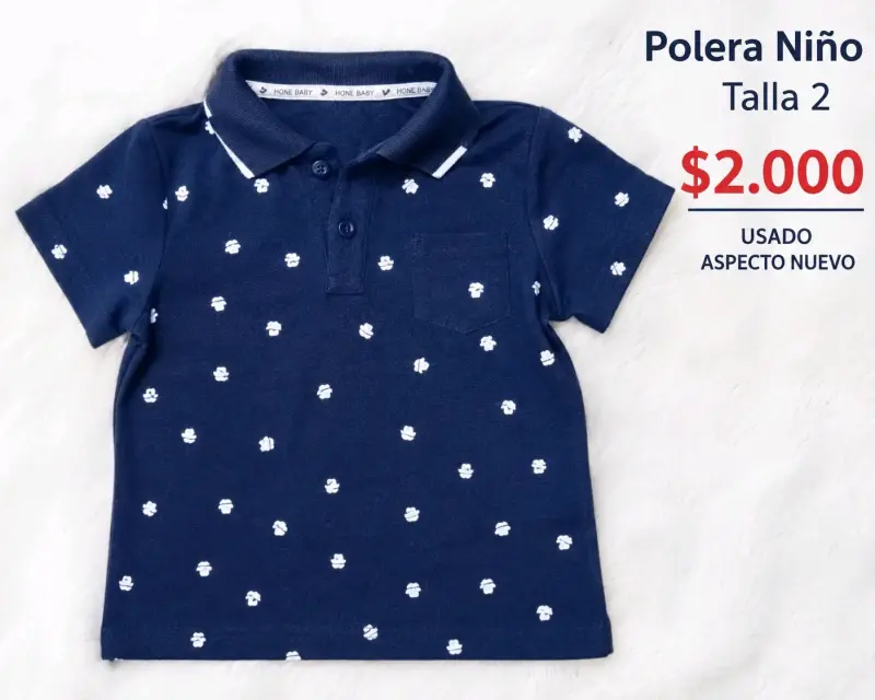 Polera Niño Azul Talla 2 Hone Baby